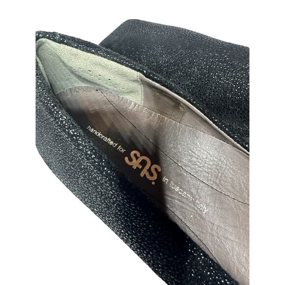 SAS Size 8 Women's Black Sofia Leather Comfortable Wedge Closed Toe Office Shoe - Picture 8 of 11